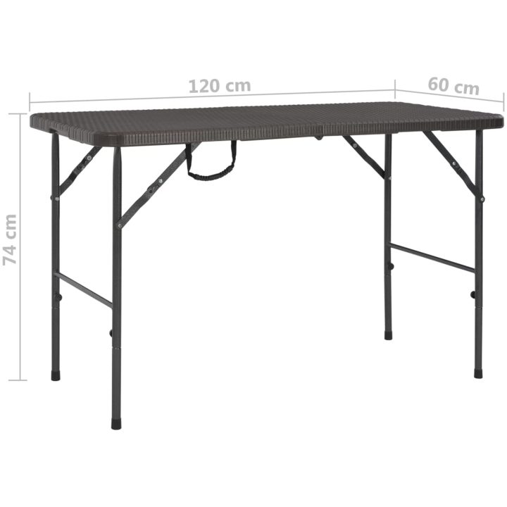 Hopfällbart trädgårdsbord brun 120x60x74 cm HDPE rotting vidaXL – bild 6