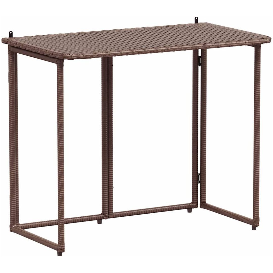 Hopfällbart trädgårdsbord brun 90x51x75 cm konstrotting vidaXL – bild 2