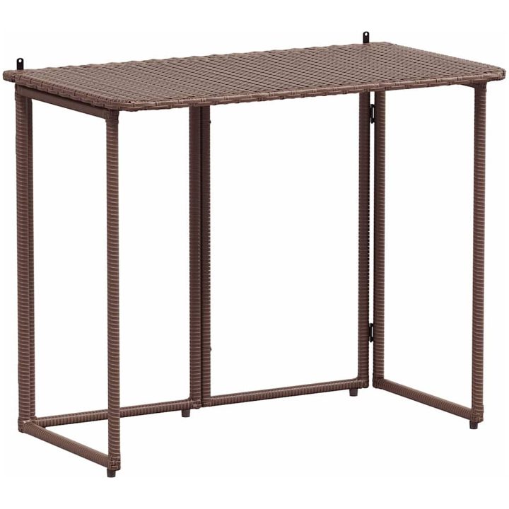 Hopfällbart trädgårdsbord brun 90x51x75 cm konstrotting vidaXL – bild 2