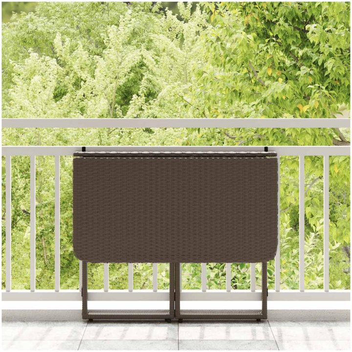 Hopfällbart trädgårdsbord brun 90x51x75 cm konstrotting vidaXL – bild 3