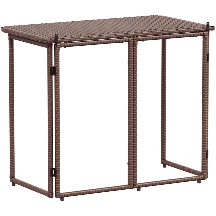 Hopfällbart trädgårdsbord brun 90x51x75 cm konstrotting vidaXL – bild 6
