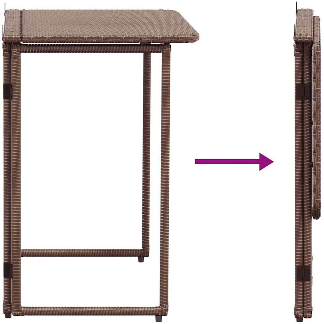 Hopfällbart trädgårdsbord brun 90x51x75 cm konstrotting vidaXL – bild 7