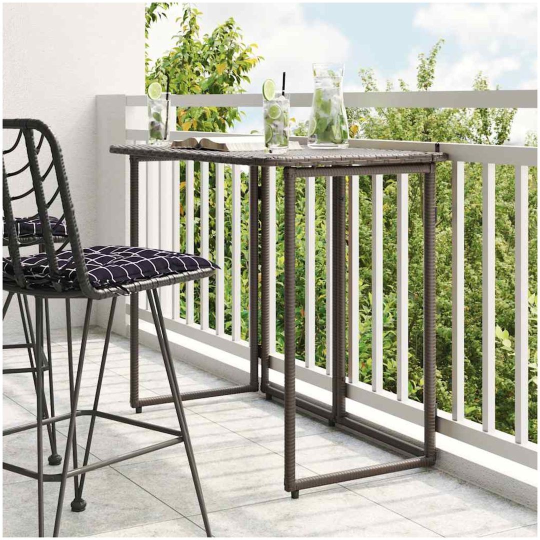 Hopfällbart trädgårdsbord brun 90x51x75 cm konstrotting vidaXL