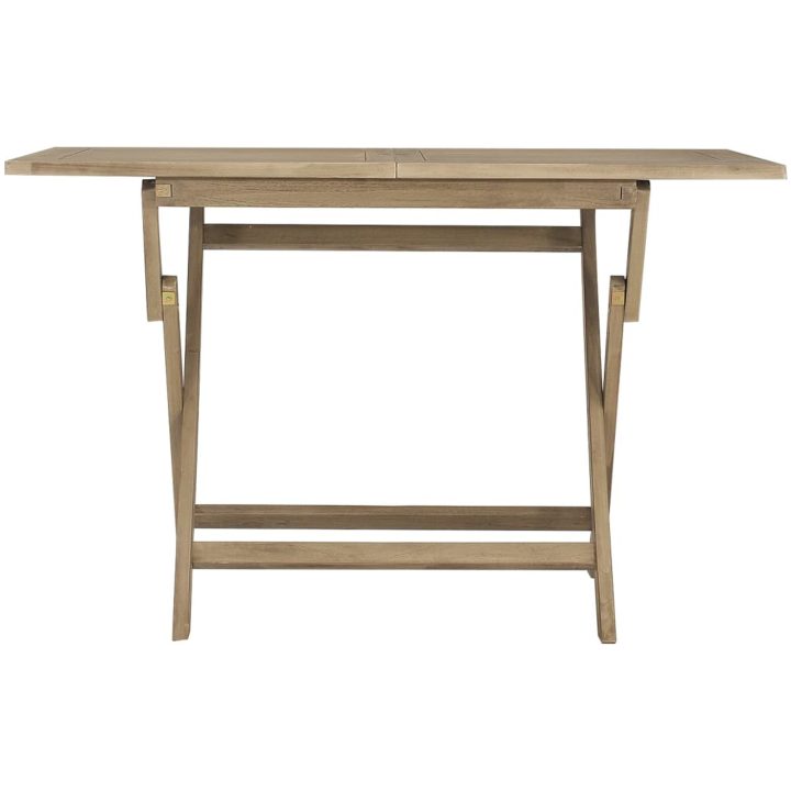 Hopfällbart trädgårdsbord grå 120x70x75 cm massiv teak vidaXL – bild 3