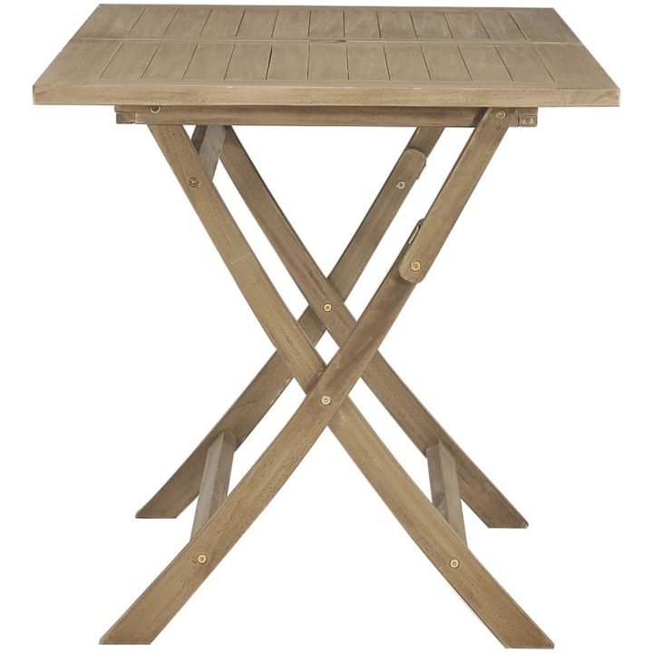 Hopfällbart trädgårdsbord grå 120x70x75 cm massiv teak vidaXL – bild 4