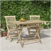 Hopfällbart trädgårdsbord grå 120x70x75 cm massiv teak vidaXL