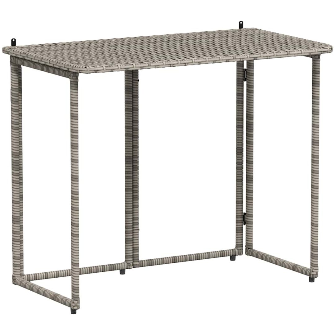 Hopfällbart trädgårdsbord grå 90x51x75 cm konstrotting vidaXL – bild 2