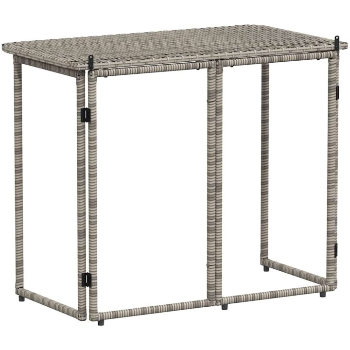 Hopfällbart trädgårdsbord grå 90x51x75 cm konstrotting vidaXL – bild 6