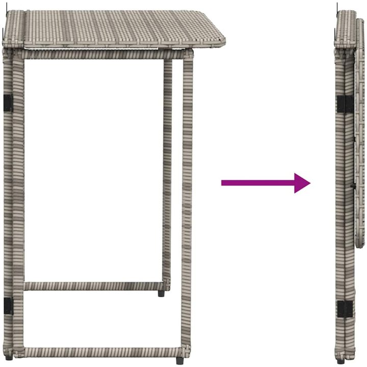 Hopfällbart trädgårdsbord grå 90x51x75 cm konstrotting vidaXL – bild 7