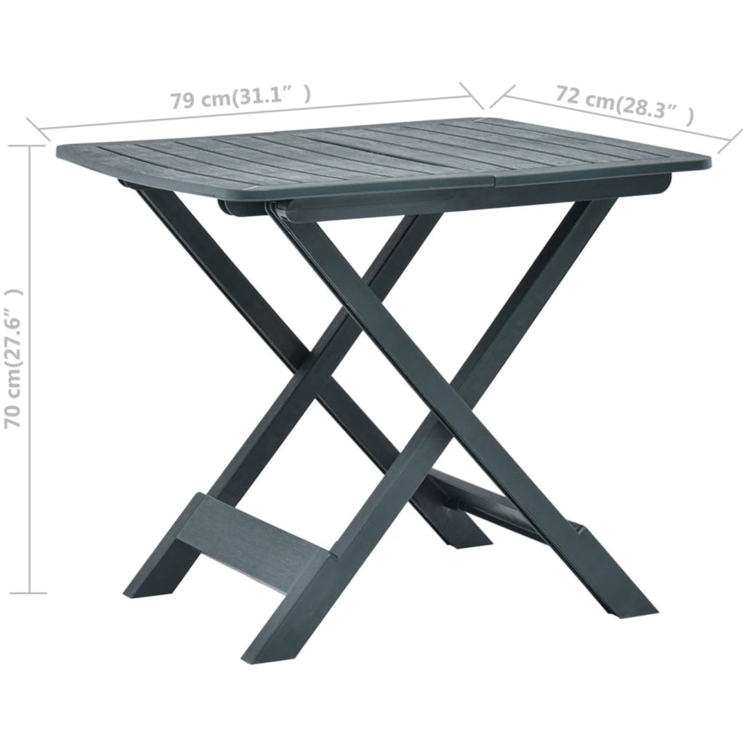 Hopfällbart trädgårdsbord grön 79x72x70 cm plast vidaXL – bild 7