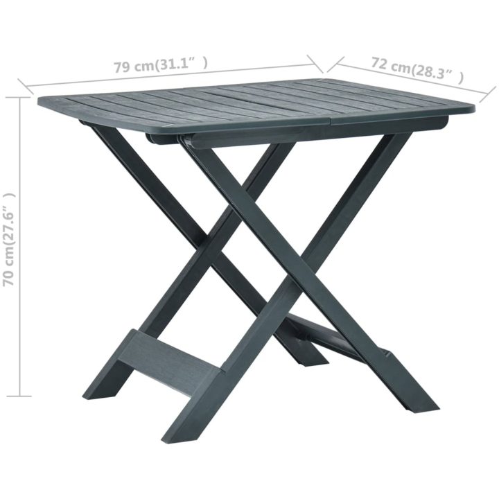 Hopfällbart trädgårdsbord grön 79x72x70 cm plast vidaXL – bild 7