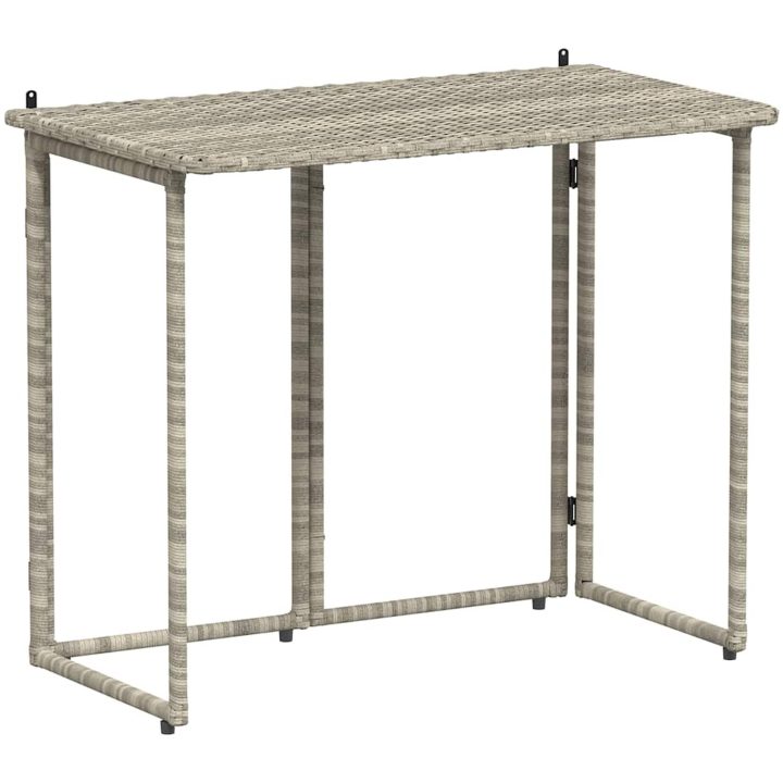Hopfällbart trädgårdsbord ljusgrå 90x51x75 cm konstrotting vidaXL – bild 2