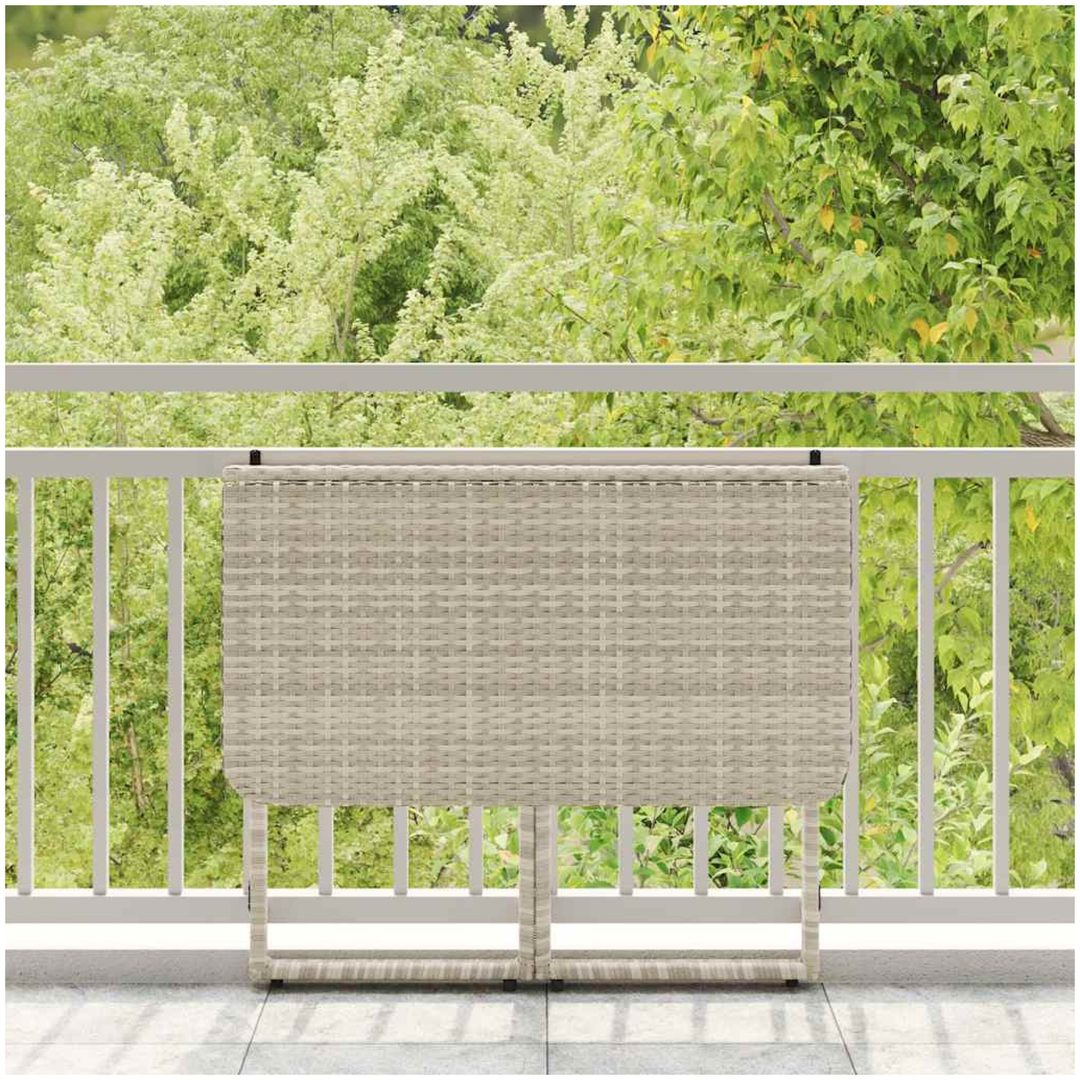 Hopfällbart trädgårdsbord ljusgrå 90x51x75 cm konstrotting vidaXL – bild 3