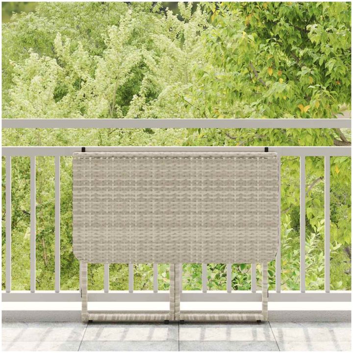 Hopfällbart trädgårdsbord ljusgrå 90x51x75 cm konstrotting vidaXL – bild 3