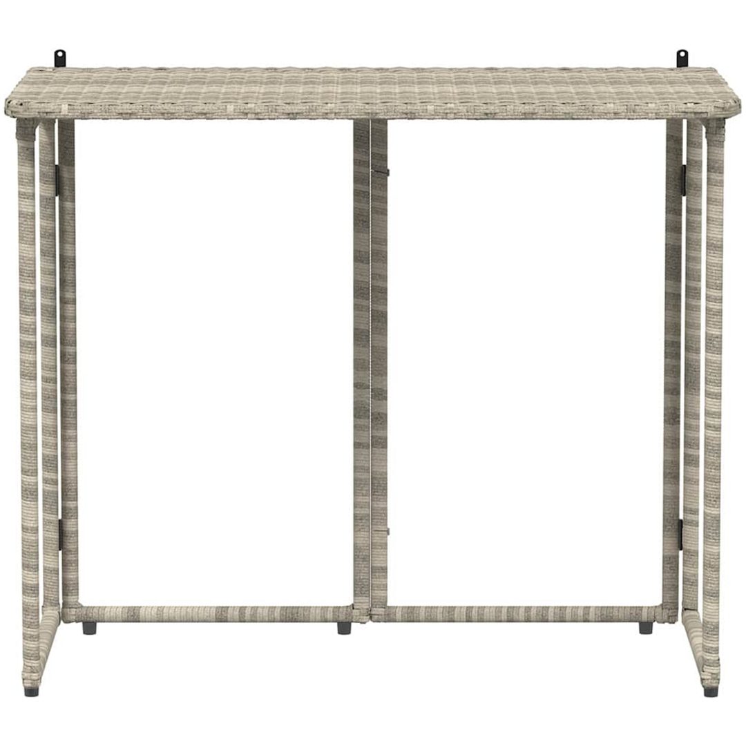 Hopfällbart trädgårdsbord ljusgrå 90x51x75 cm konstrotting vidaXL – bild 4