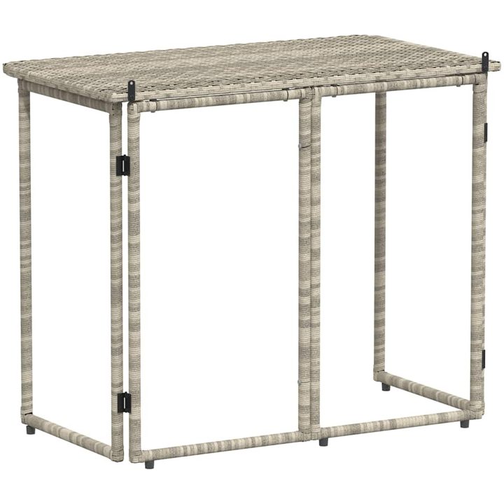 Hopfällbart trädgårdsbord ljusgrå 90x51x75 cm konstrotting vidaXL – bild 6