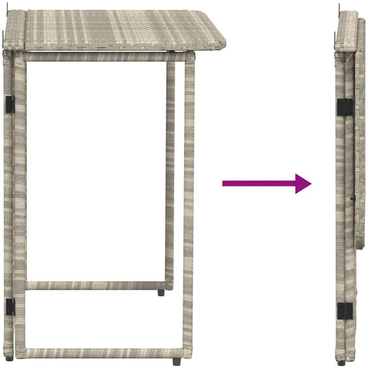 Hopfällbart trädgårdsbord ljusgrå 90x51x75 cm konstrotting vidaXL – bild 7