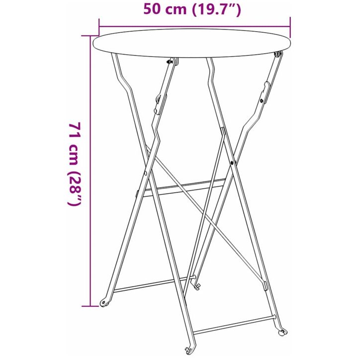 Hopfällbart Trädgårdsbord Ljusmint 50x71 cm Stål vidaXL Compact – bild 11