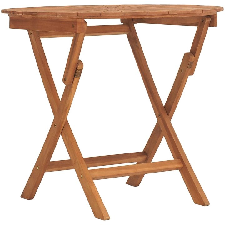 Hopfällbart trädgårdsbord massiv teak vidaXL ⌀85 x 75 cm – bild 2