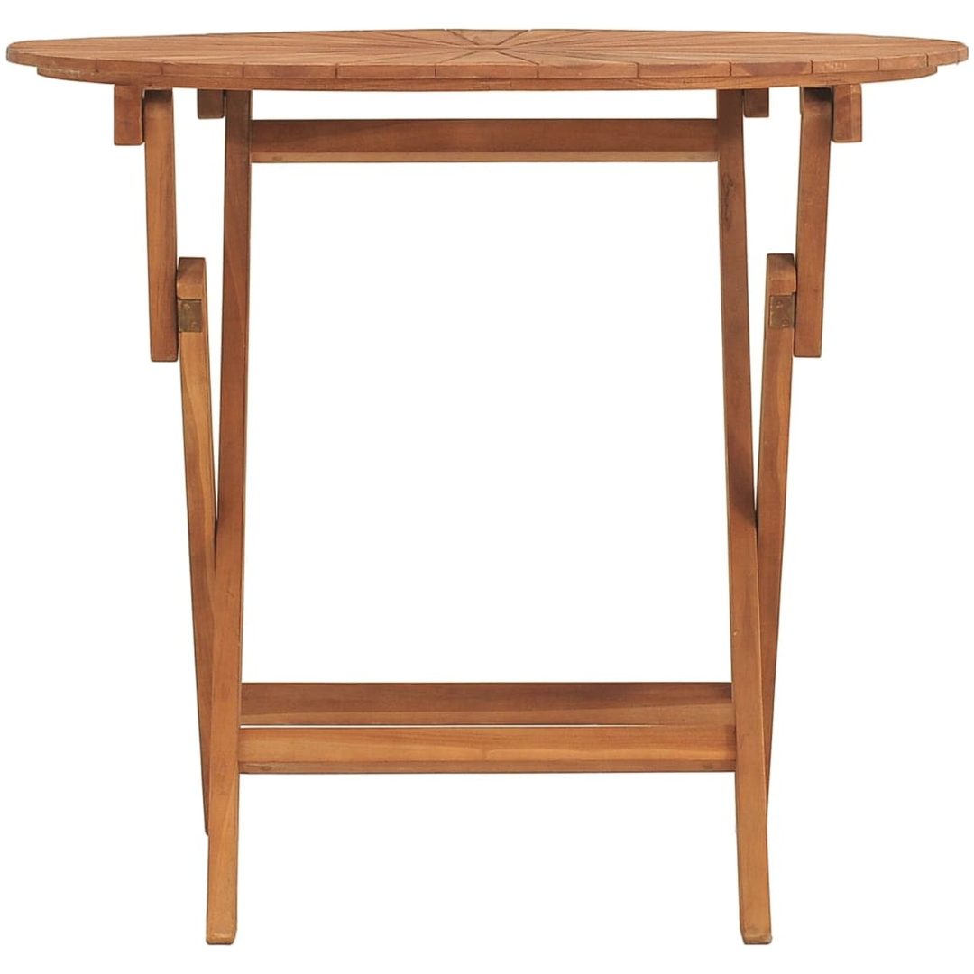 Hopfällbart trädgårdsbord massiv teak vidaXL ⌀85 x 75 cm – bild 3