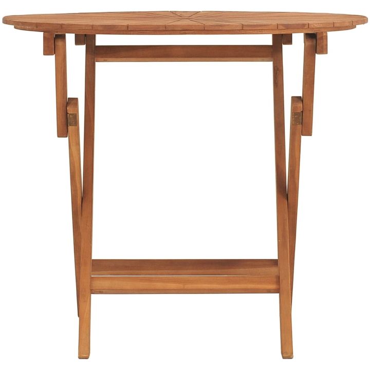 Hopfällbart trädgårdsbord massiv teak vidaXL ⌀85 x 75 cm – bild 3