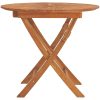 Hopfällbart trädgårdsbord massiv teak vidaXL ⌀85 x 75 cm – miniatyr 4
