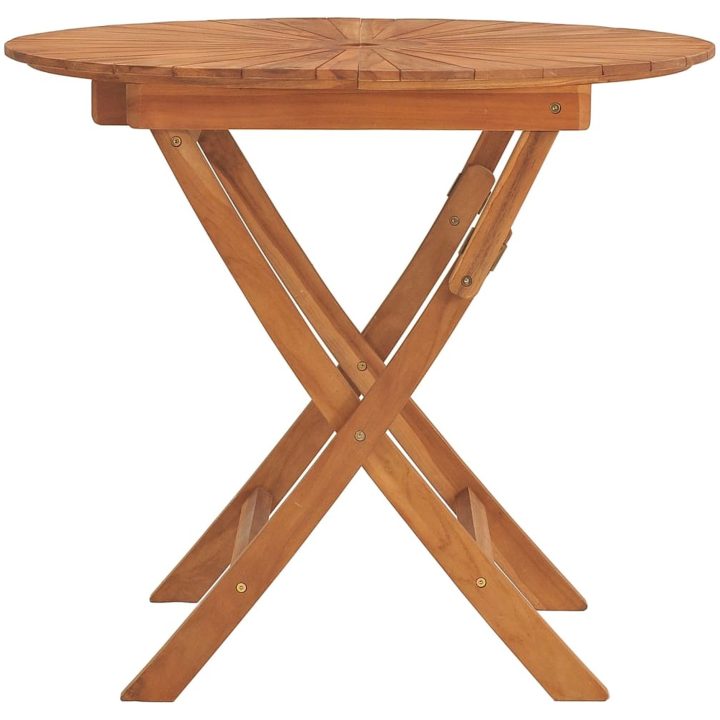 Hopfällbart trädgårdsbord massiv teak vidaXL ⌀85 x 75 cm – bild 4
