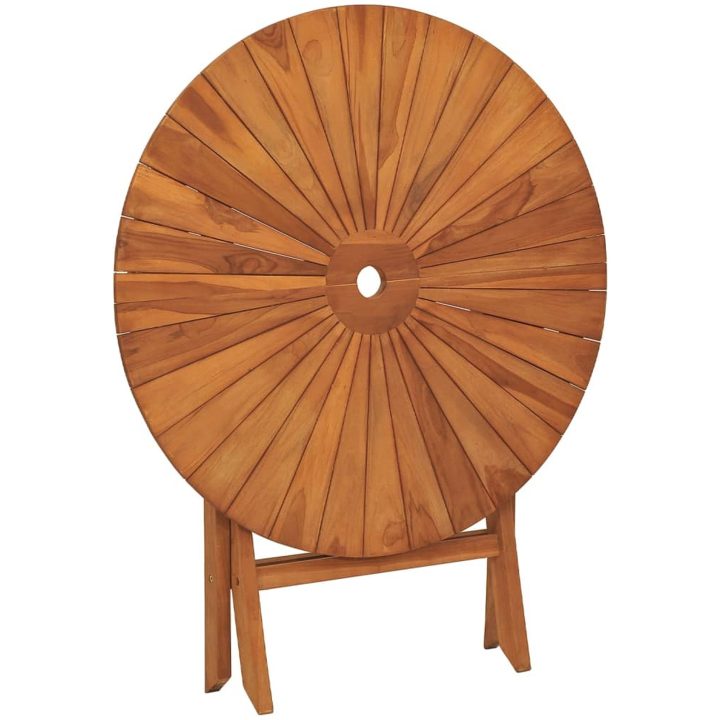 Hopfällbart trädgårdsbord massiv teak vidaXL ⌀85 x 75 cm – bild 5