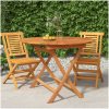 Hopfällbart trädgårdsbord massiv teak vidaXL ⌀85 x 75 cm – miniatyr 1