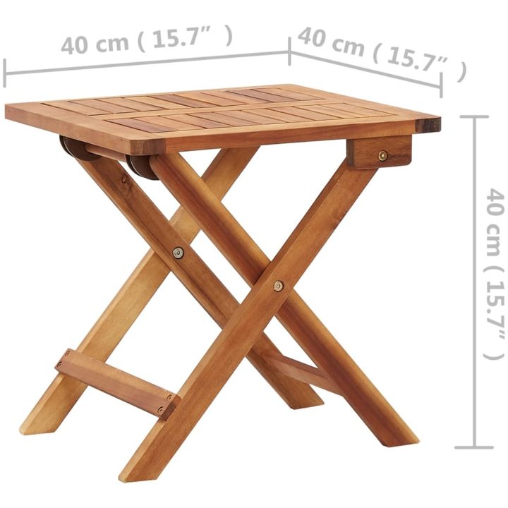 Hopfällbart trädgårdsbord massivt akaciaträ vidaXL 40 x 40 x 40 cm – bild 6