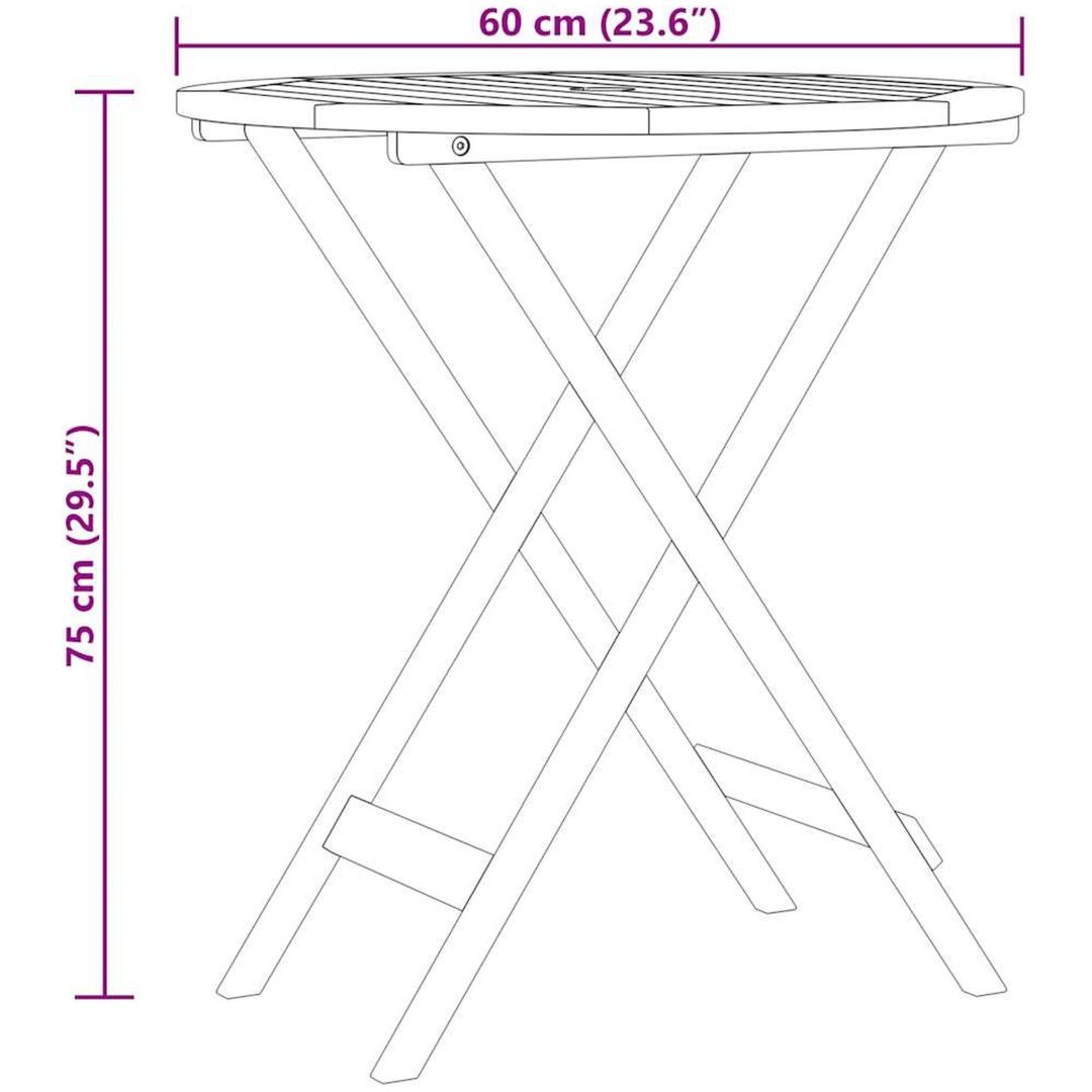 Hopfällbart trädgårdsbord massivt eukalyptusträ vidaXL ⌀60 x 75 cm – bild 6
