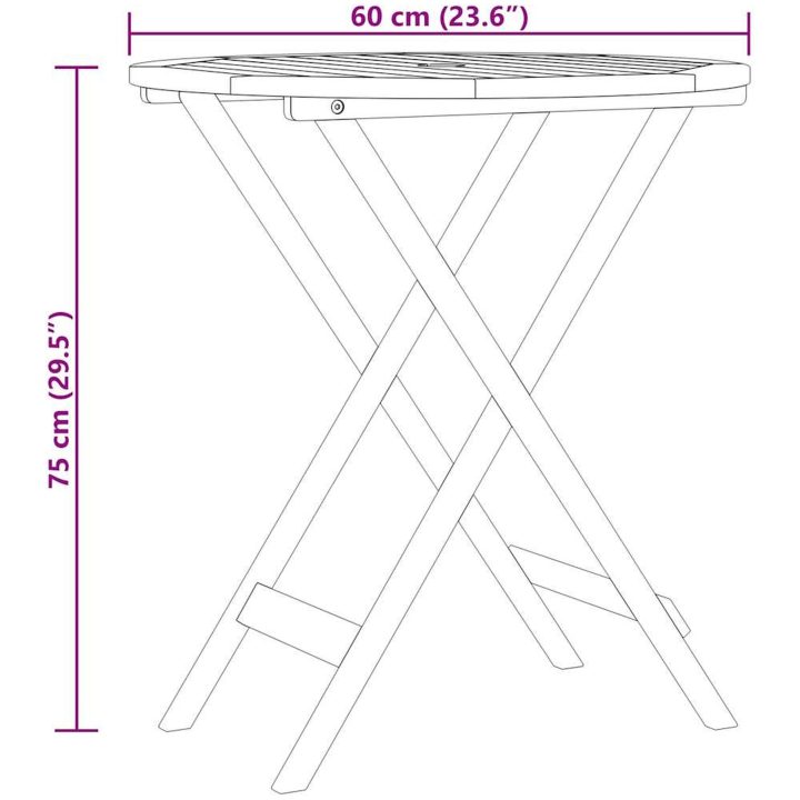 Hopfällbart trädgårdsbord massivt eukalyptusträ vidaXL ⌀60 x 75 cm – bild 6