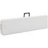 Hopfällbart trädgårdsbord med 2 bänkar 180 cm stål och HDPE vit vidaXL – miniatyr 11