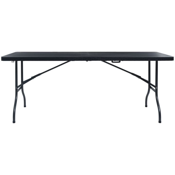 Hopfällbart trädgårdsbord svart 180x75x72 cm HDPE konstrotting vidaXL – bild 2