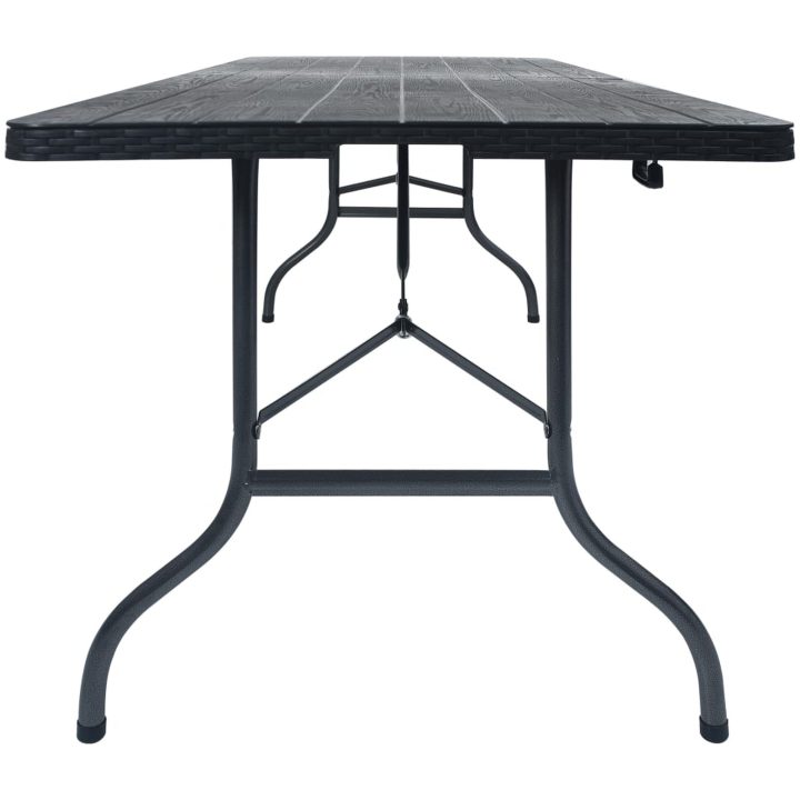 Hopfällbart trädgårdsbord svart 180x75x72 cm HDPE konstrotting vidaXL – bild 3