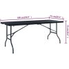 Hopfällbart trädgårdsbord svart 180x75x72 cm HDPE konstrotting vidaXL – miniatyr 6