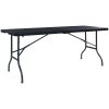 Hopfällbart trädgårdsbord svart 180x75x72 cm HDPE konstrotting vidaXL – miniatyr 1
