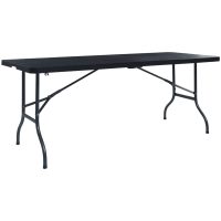 Hopfällbart trädgårdsbord svart 180x75x72 cm HDPE konstrotting vidaXL