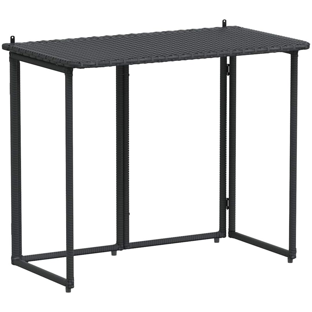 Hopfällbart trädgårdsbord svart 90x51x75 cm konstrotting vidaXL – bild 2