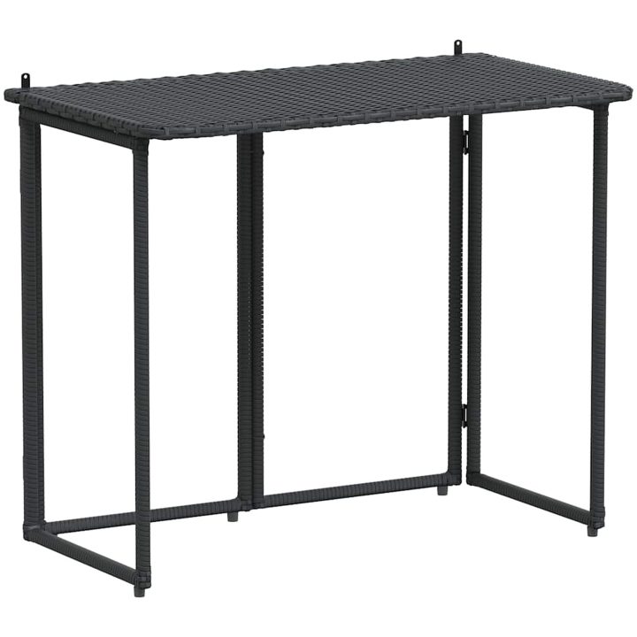 Hopfällbart trädgårdsbord svart 90x51x75 cm konstrotting vidaXL – bild 2