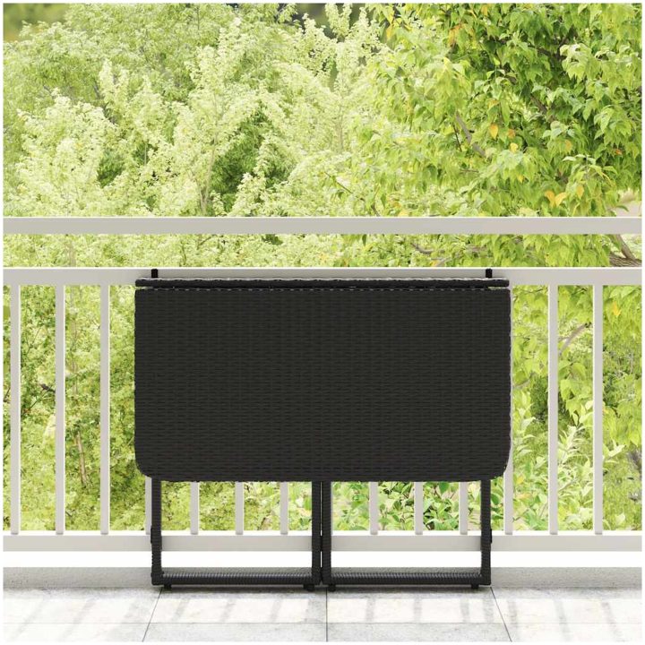 Hopfällbart trädgårdsbord svart 90x51x75 cm konstrotting vidaXL – bild 3