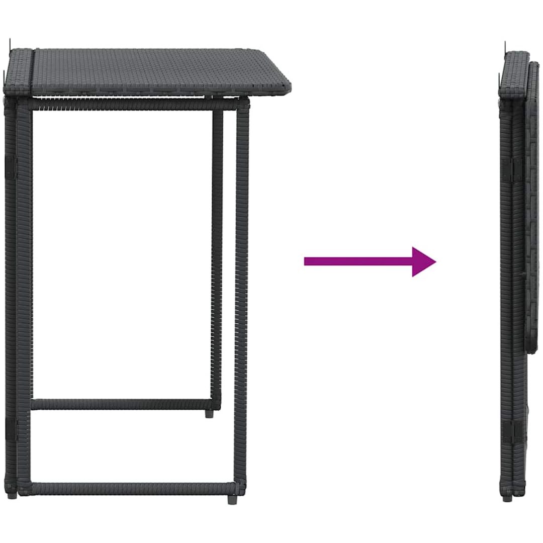 Hopfällbart trädgårdsbord svart 90x51x75 cm konstrotting vidaXL – bild 7