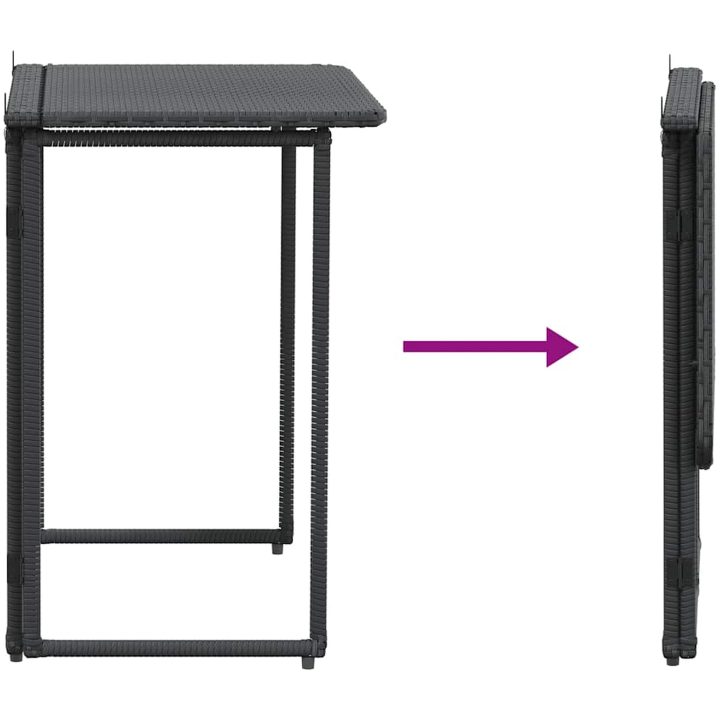 Hopfällbart trädgårdsbord svart 90x51x75 cm konstrotting vidaXL – bild 7