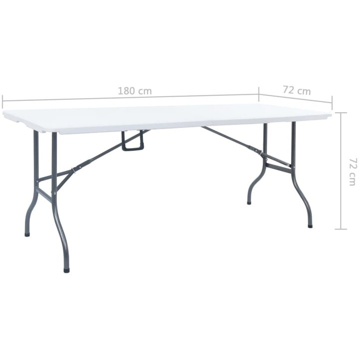 Hopfällbart trädgårdsbord vit 180x72x72 cm HDPE vidaXL – bild 7