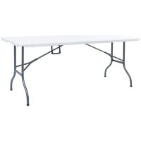 Hopfällbart trädgårdsbord vit 180x72x72 cm HDPE vidaXL