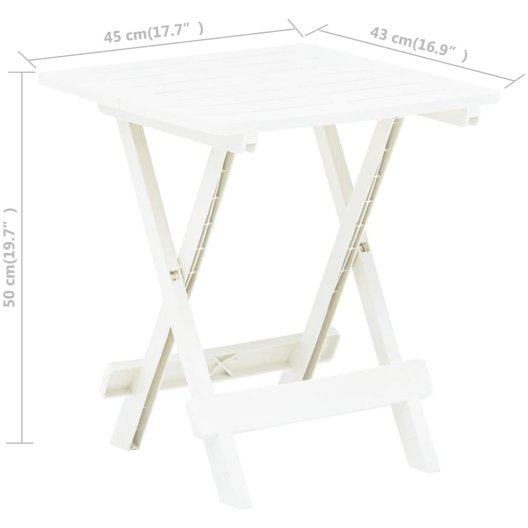 Hopfällbart trädgårdsbord vit 45x43x50 cm plast vidaXL – bild 7