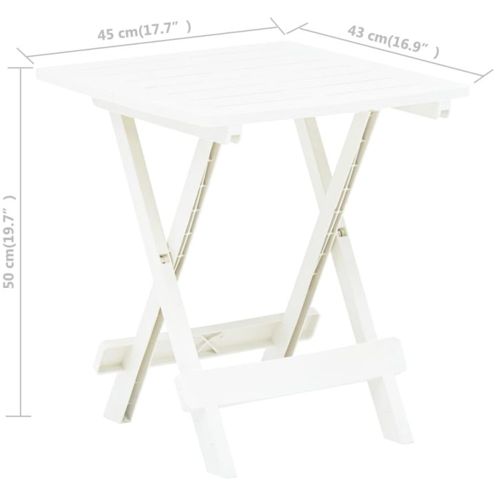 Hopfällbart trädgårdsbord vit 45x43x50 cm plast vidaXL – bild 7