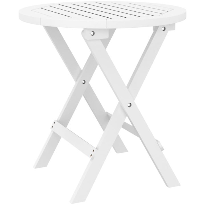 Hopfällbart trädgårdsbord vit ⌀46 cm massivt akaciaträ vidaXL – bild 2