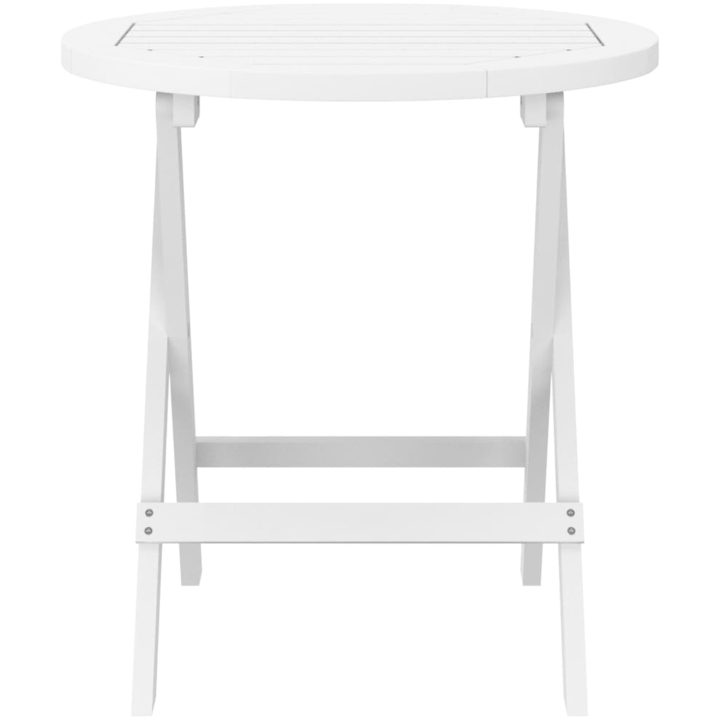 Hopfällbart trädgårdsbord vit ⌀46 cm massivt akaciaträ vidaXL – bild 3