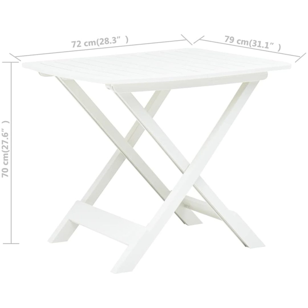 Hopfällbart trädgårdsbord vit 79x72x70 cm plast vidaXL – bild 6